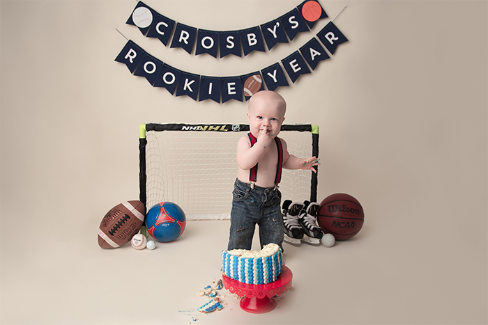Sports Them Baby Milestone Photoshoot